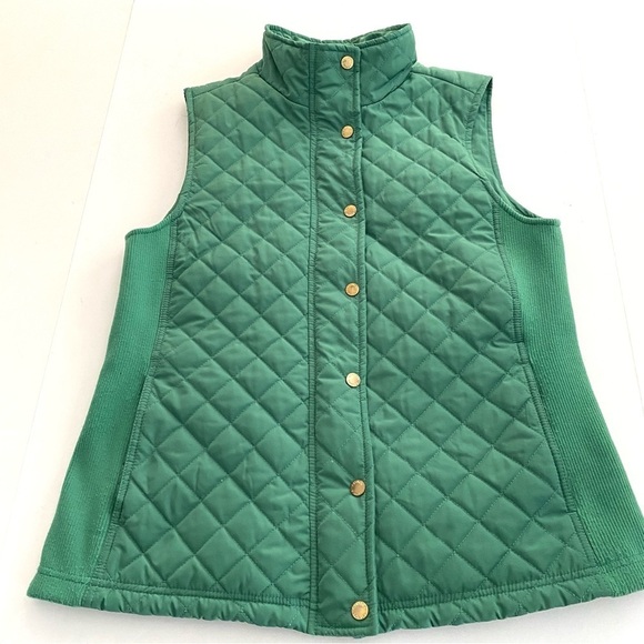 Cynthia Rowley Green Quilted Zip-up Sleeveless Puffer Vest Sz Large Solid Layer - Picture 4 of 16